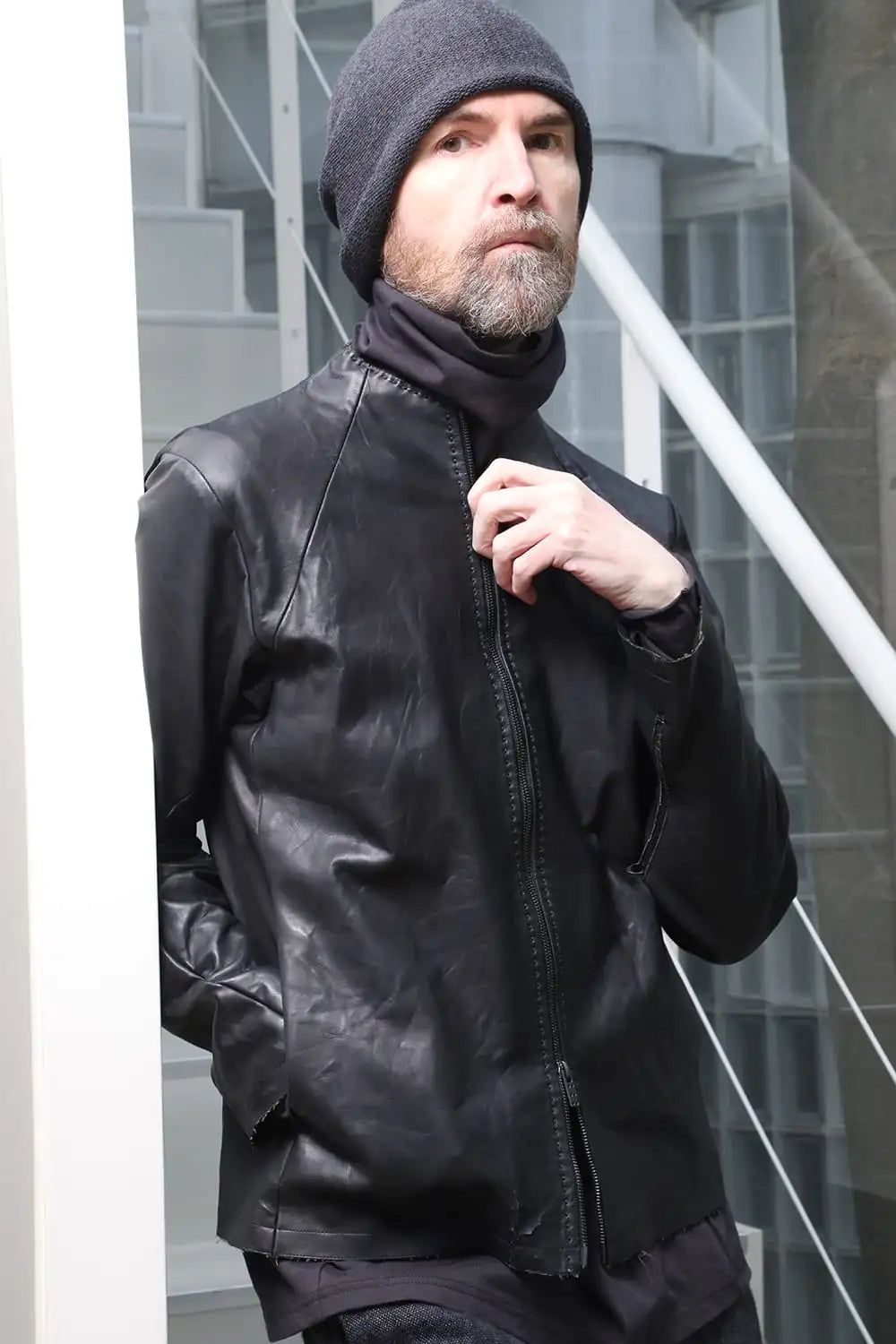 Leather  jacket  calf / silk   bonded