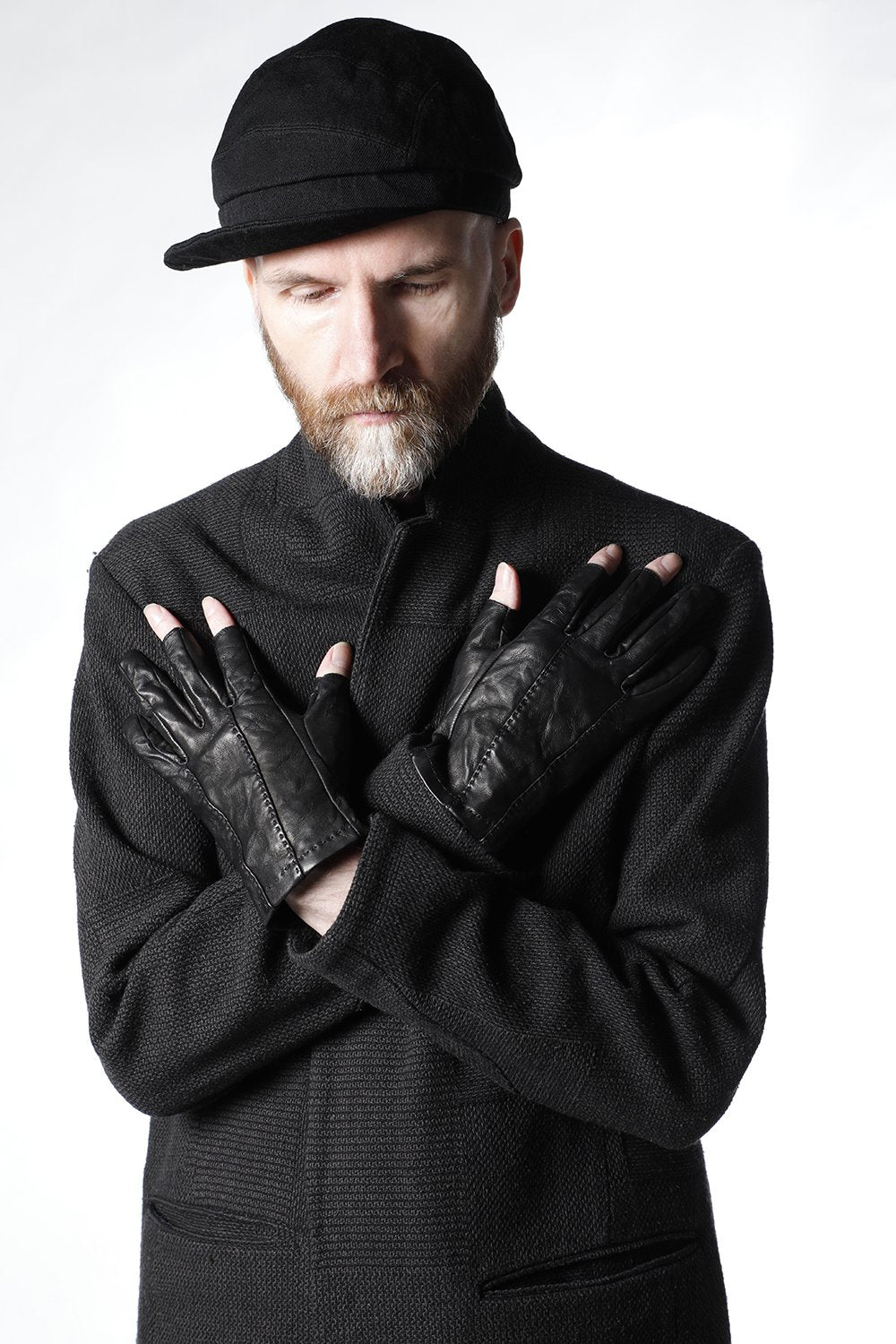 Leather Gloves Fingerless type Calf leather