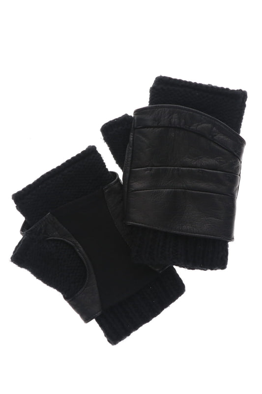 Layerd glove Cotton / Cashmere & Deer leather Black