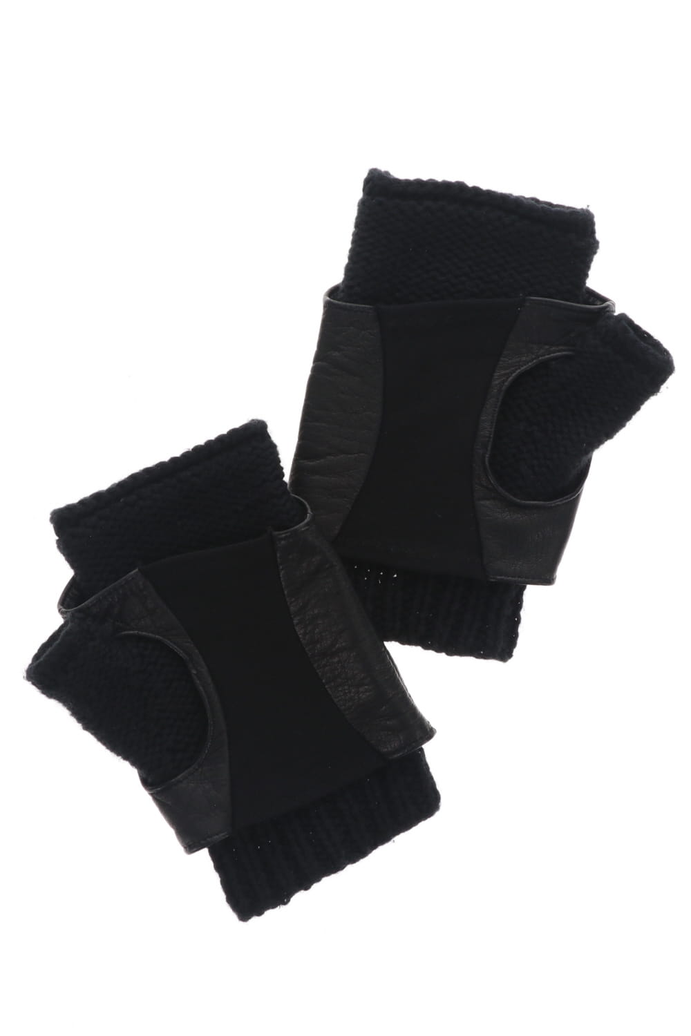 Layerd glove Cotton / Cashmere & Deer leather Black