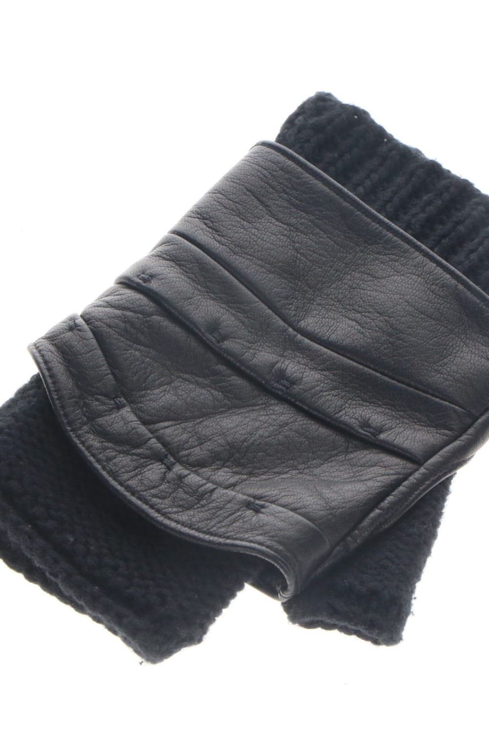 Layerd glove Cotton / Cashmere & Deer leather Black
