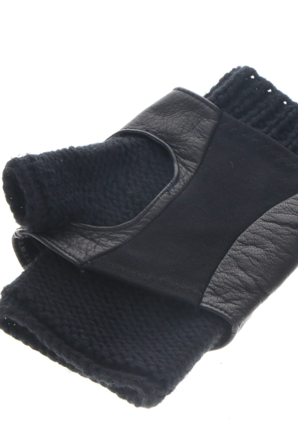 Layerd glove Cotton / Cashmere & Deer leather Black