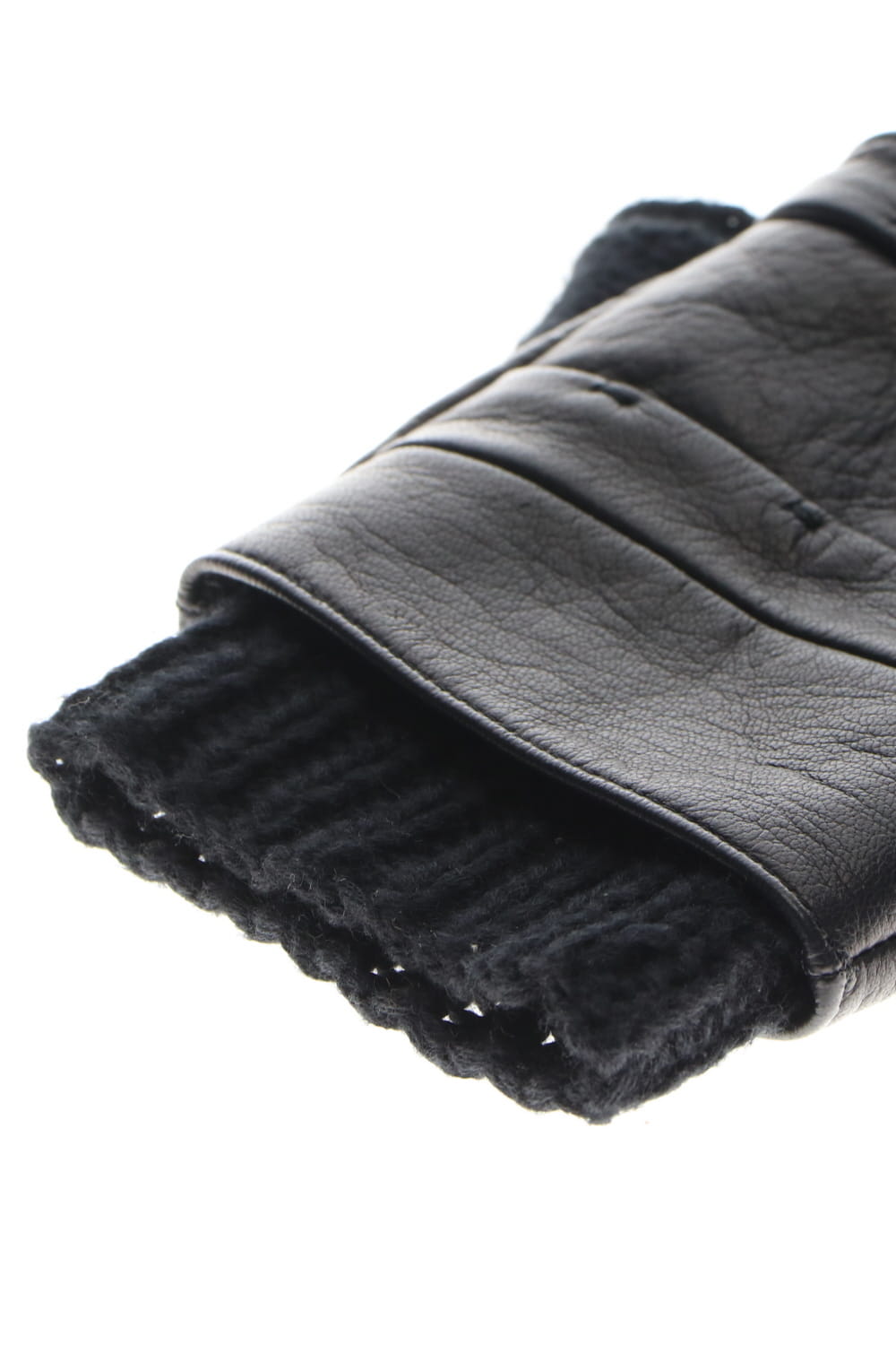 Layerd glove Cotton / Cashmere & Deer leather Black