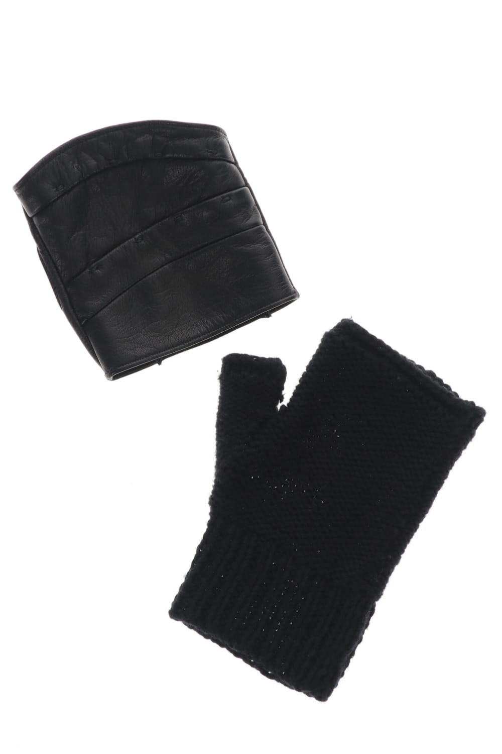 Layerd glove Cotton / Cashmere & Deer leather Black