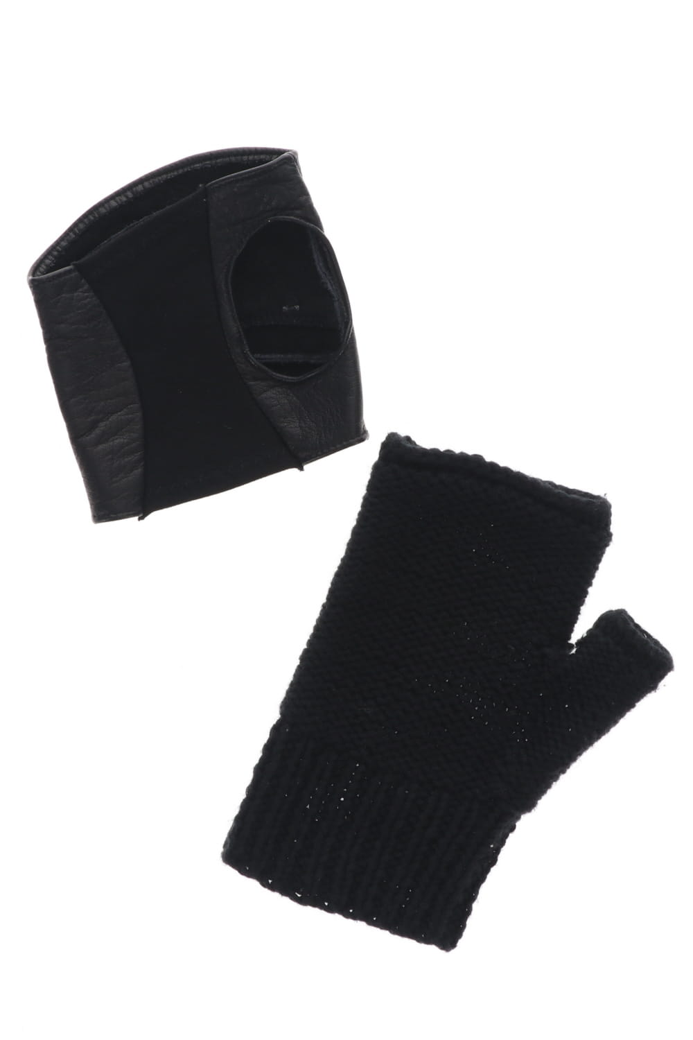 Layerd glove Cotton / Cashmere & Deer leather Black