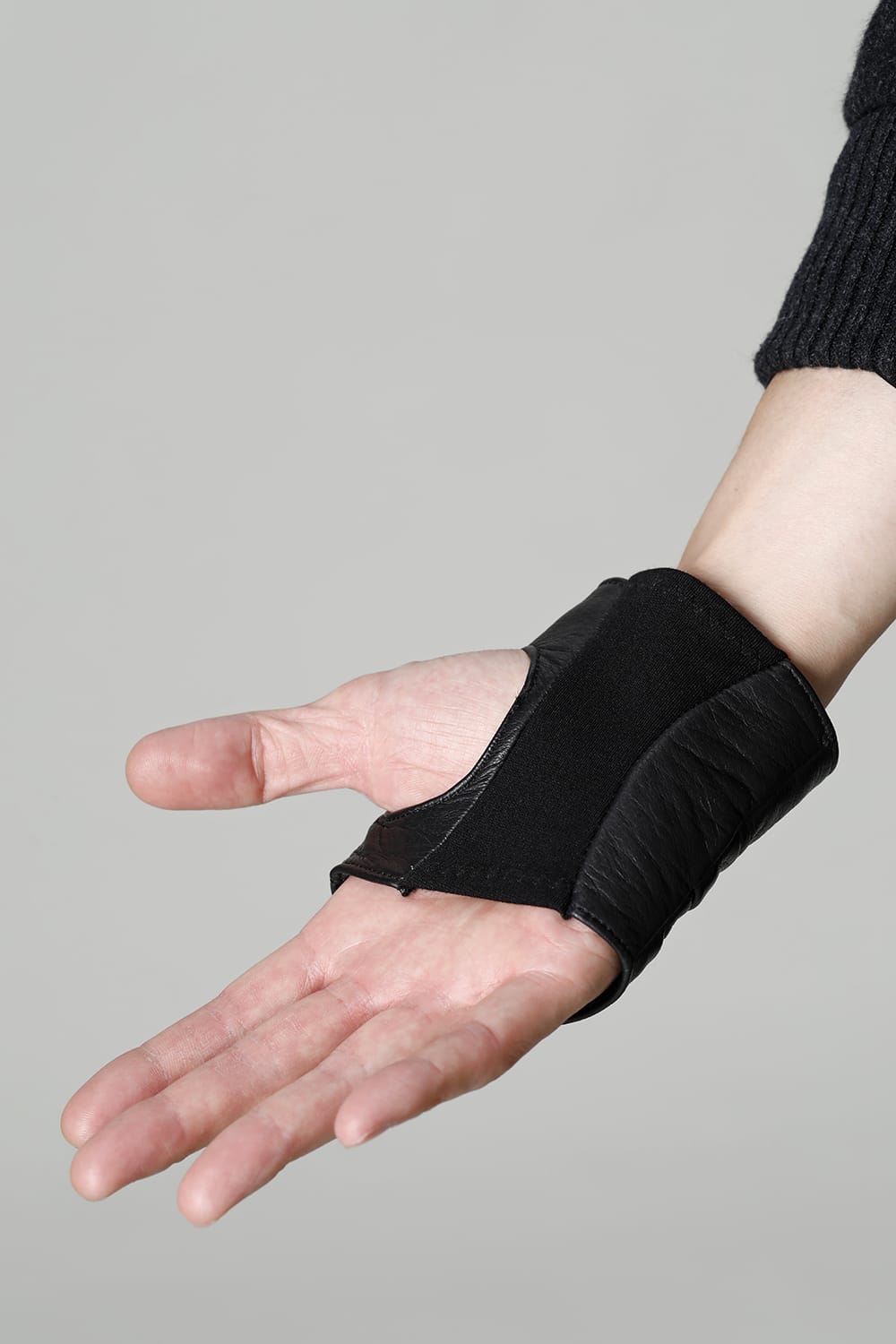 Layerd glove Cotton / Cashmere & Deer leather Black