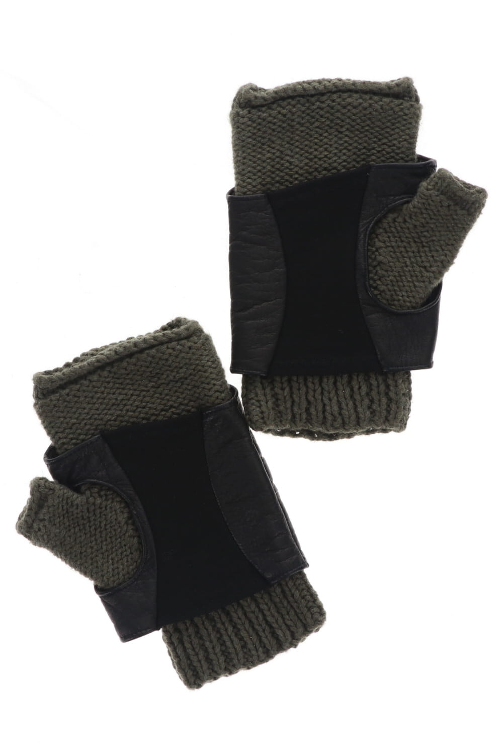 Layerd glove Cotton / Cashmere & Deer leather Olive