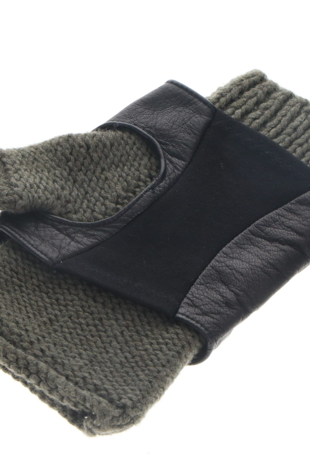 Layerd glove Cotton / Cashmere & Deer leather Olive