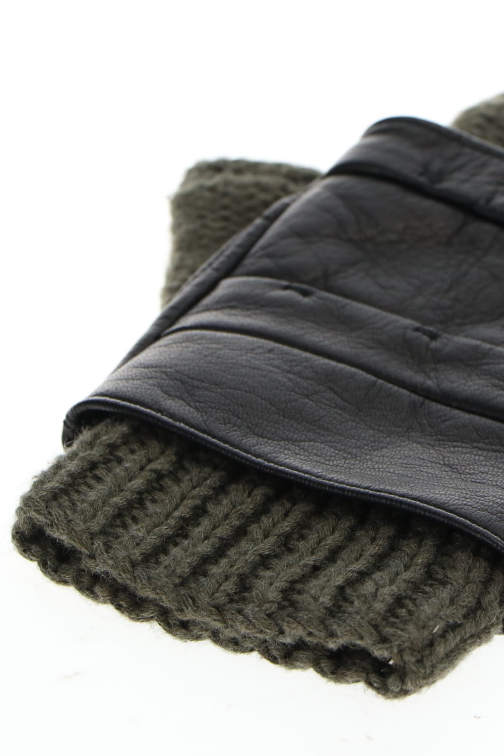 Layerd glove Cotton / Cashmere & Deer leather Olive
