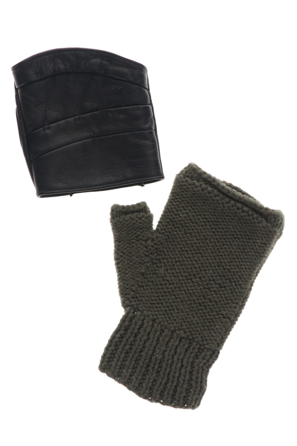 Layerd glove Cotton / Cashmere & Deer leather Olive