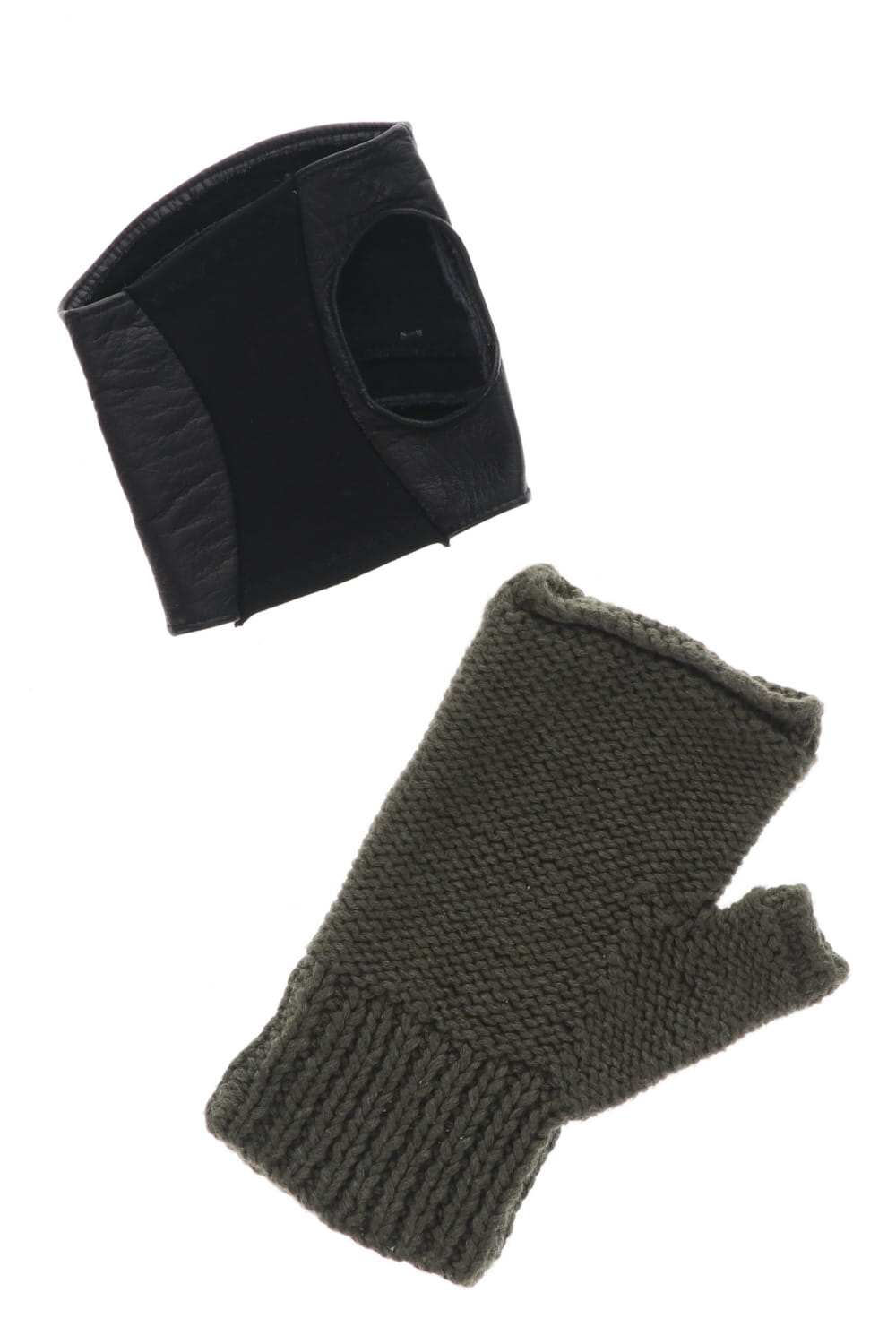 Layerd glove Cotton / Cashmere & Deer leather Olive