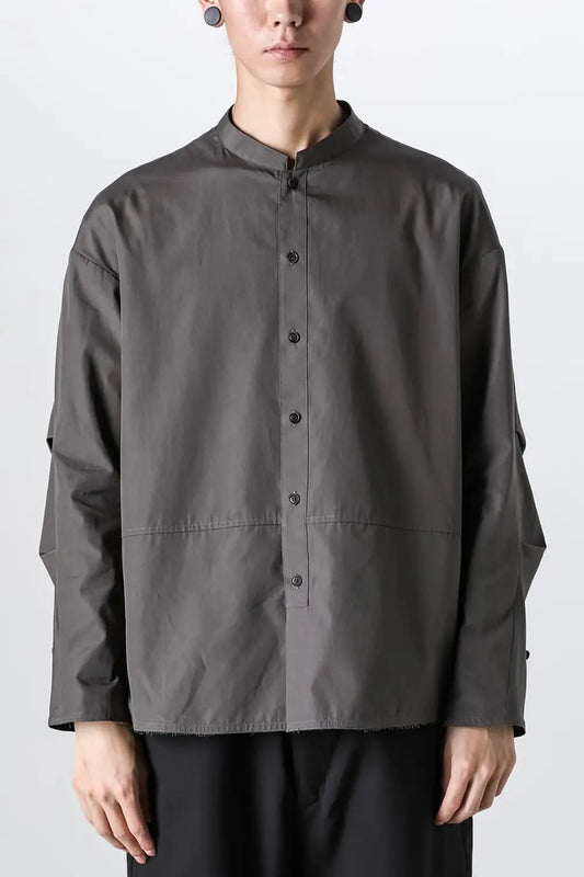 マオカラーシャツ 120/2 コットン マッドグレー