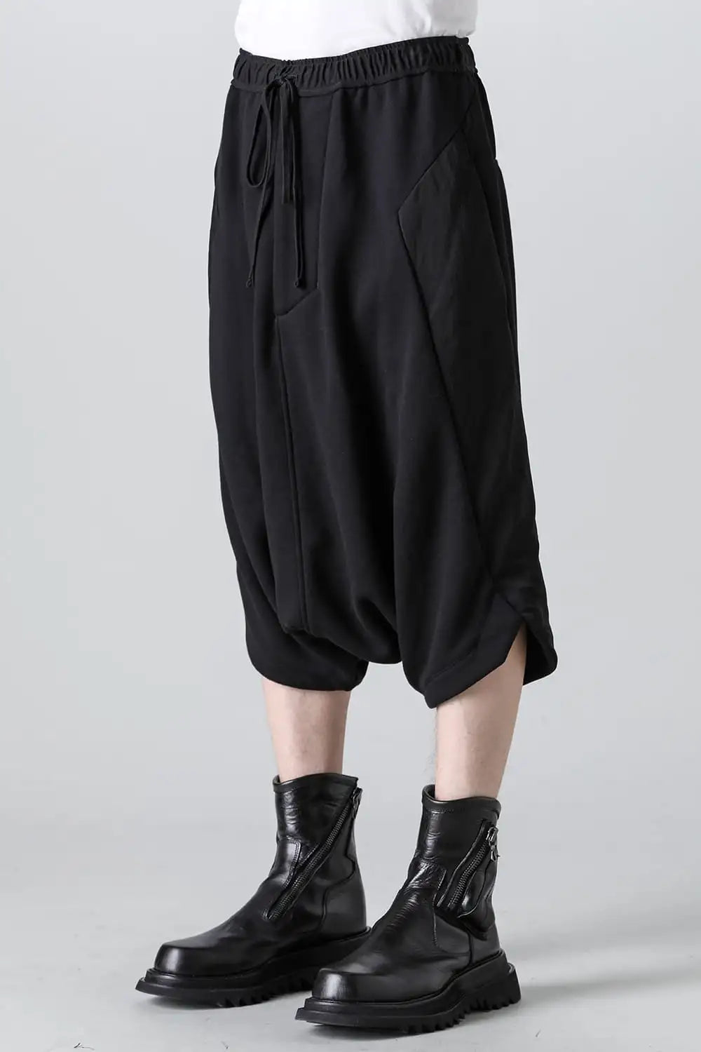 Cotton Sweat Sarouel Short Pants Black