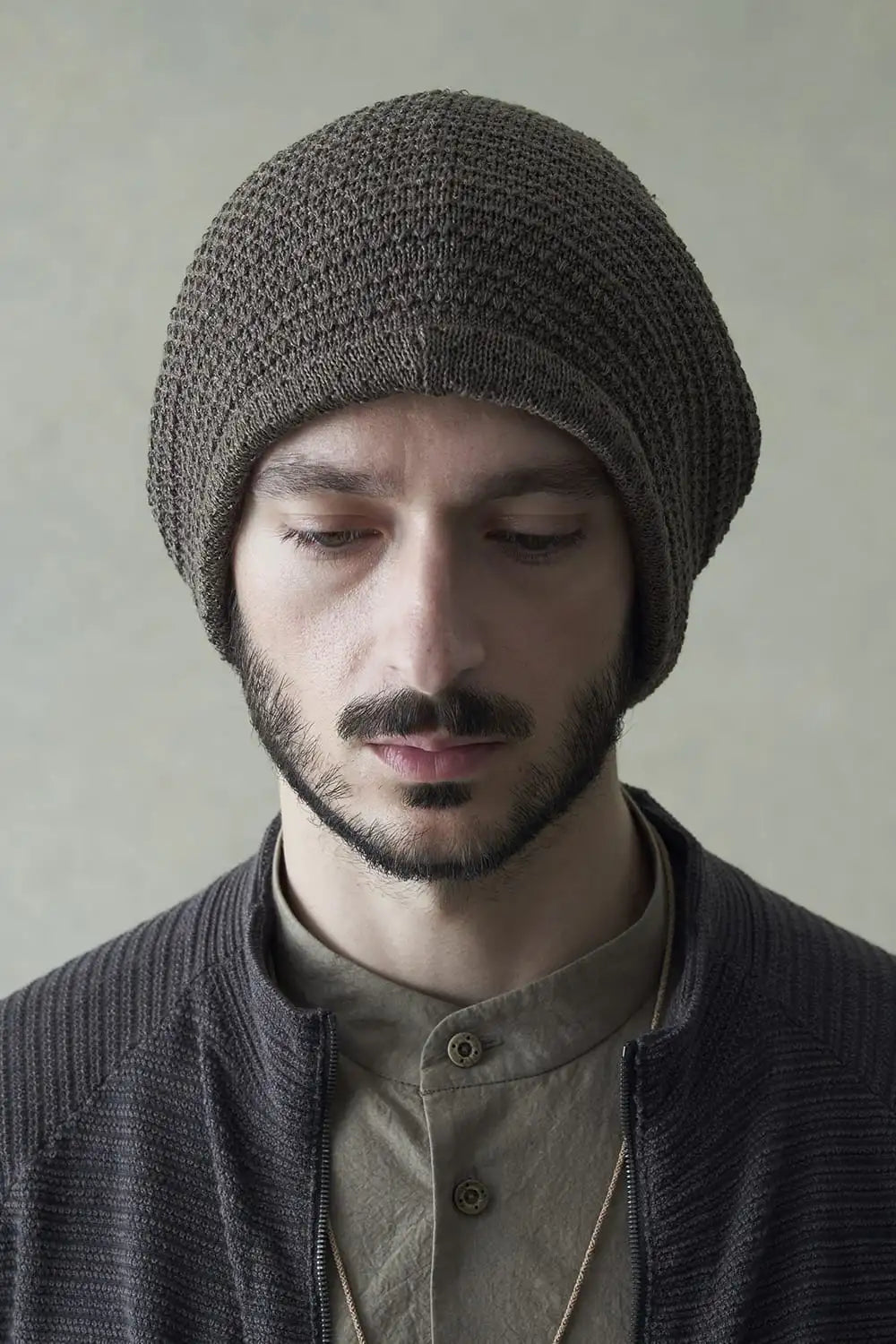 Knit cap cotton / nylon / linen Slate Gray