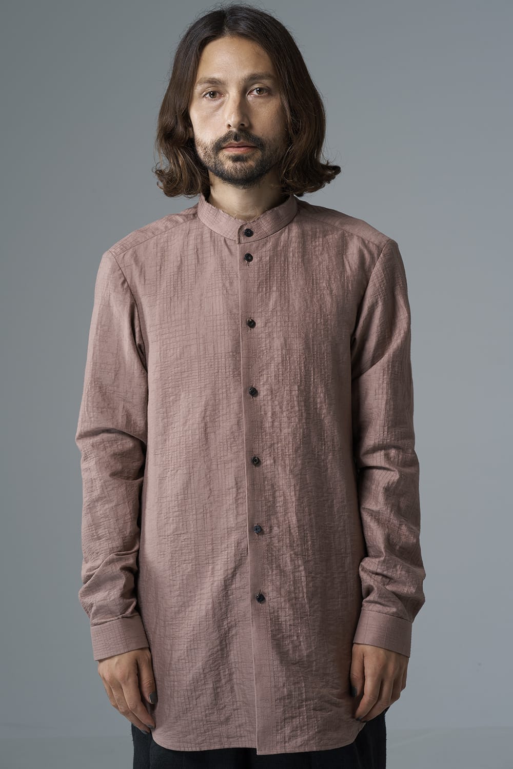 Shirt cotton / nylon Shadow jacquard  Pink Gray