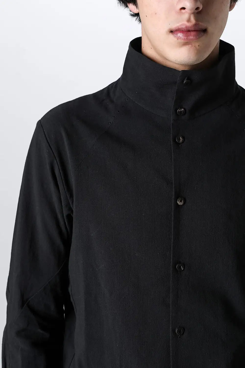 High neck shirt cotton / linen