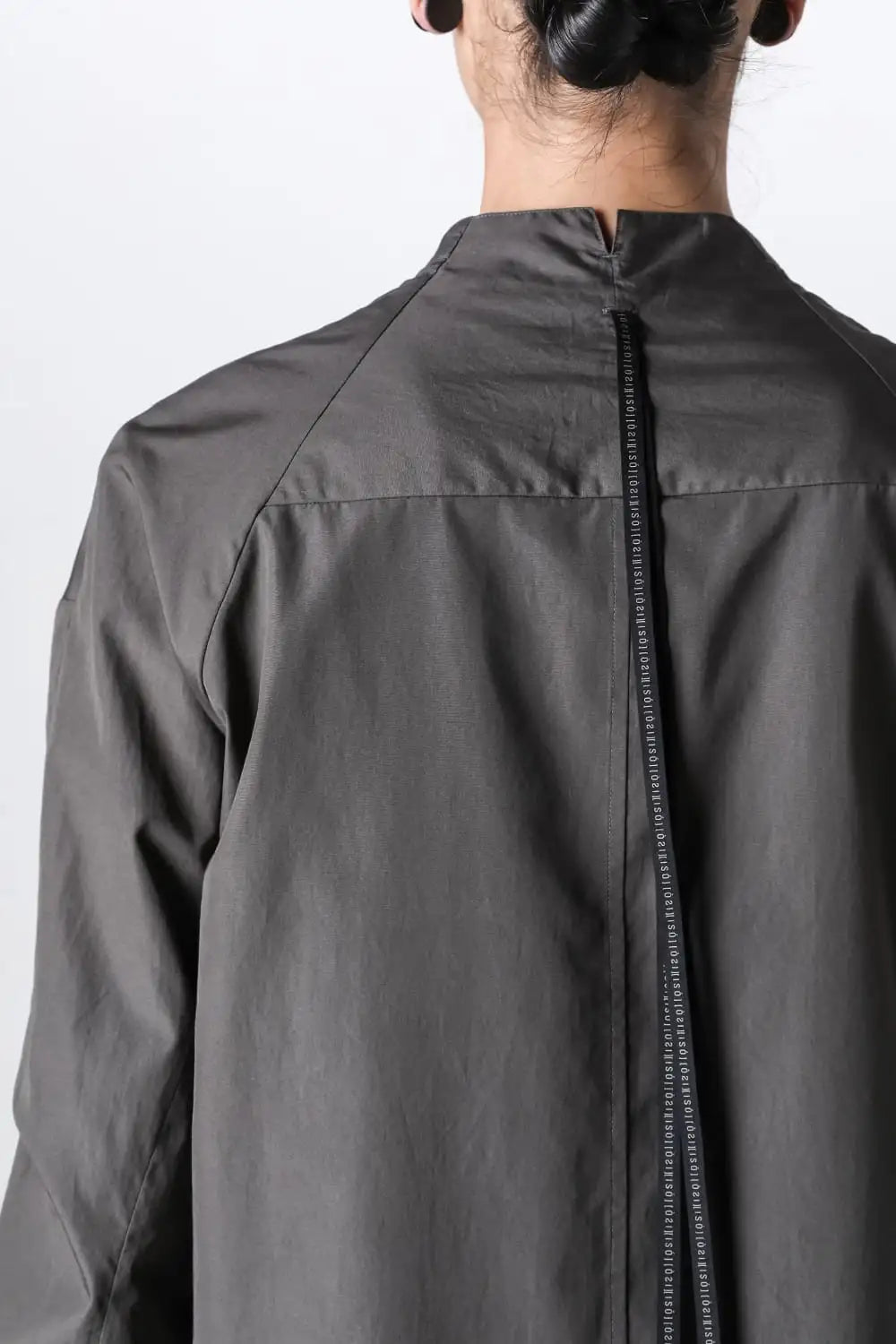 マオカラーシャツ 120/2 コットン マッドグレー