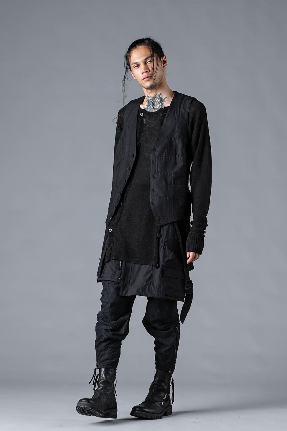 Patchwork Zip Adjustable Tapered Cropped Pants