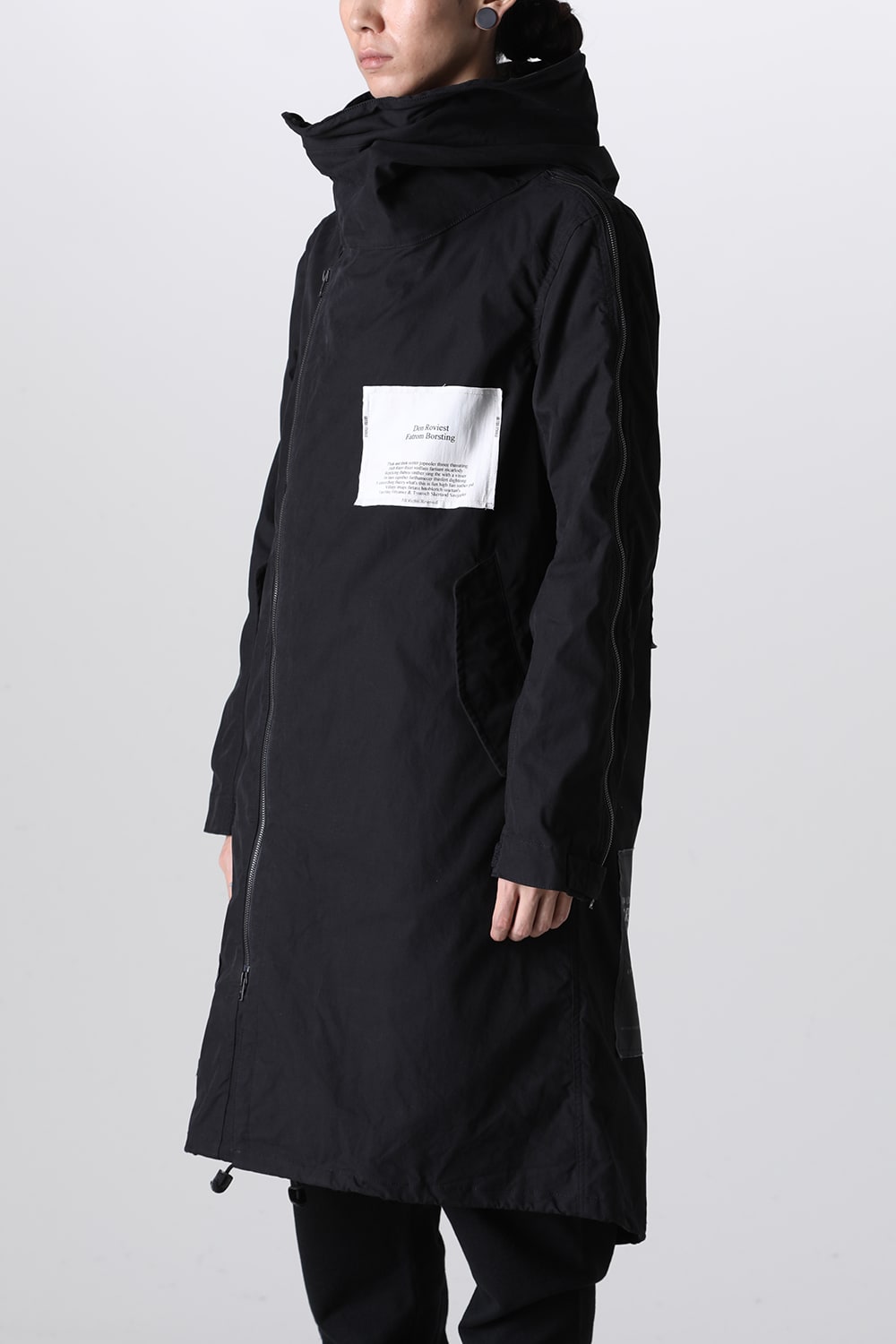 Multi Zip Military Hoodie Coat w/Printed Patches