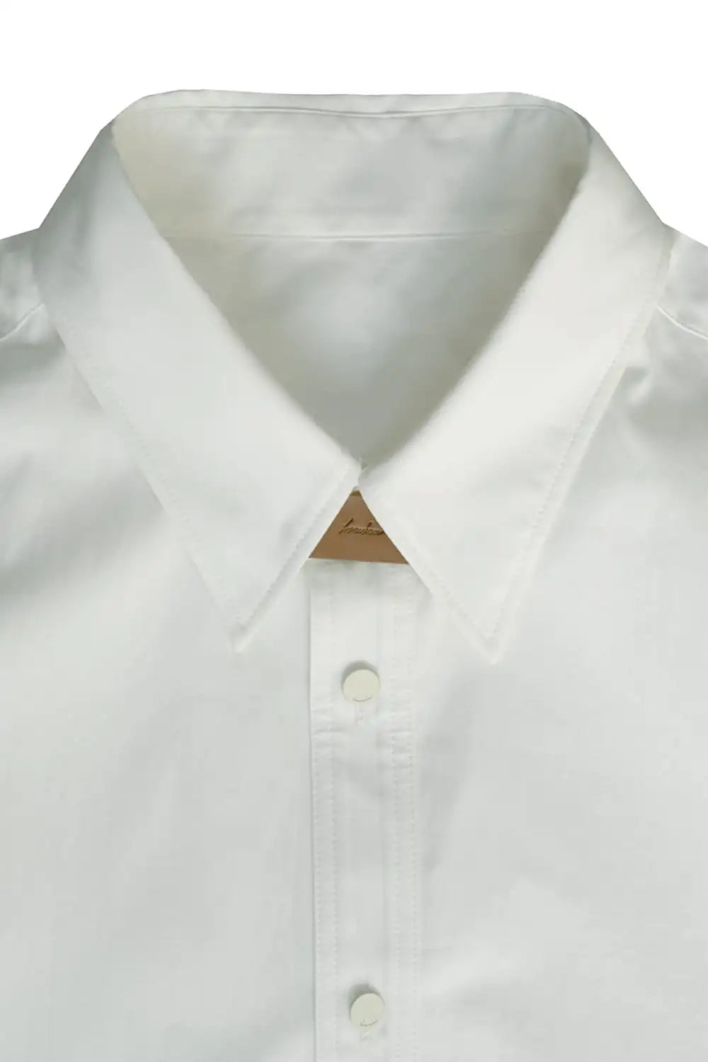 Front panel Shirt With Leather Tab White