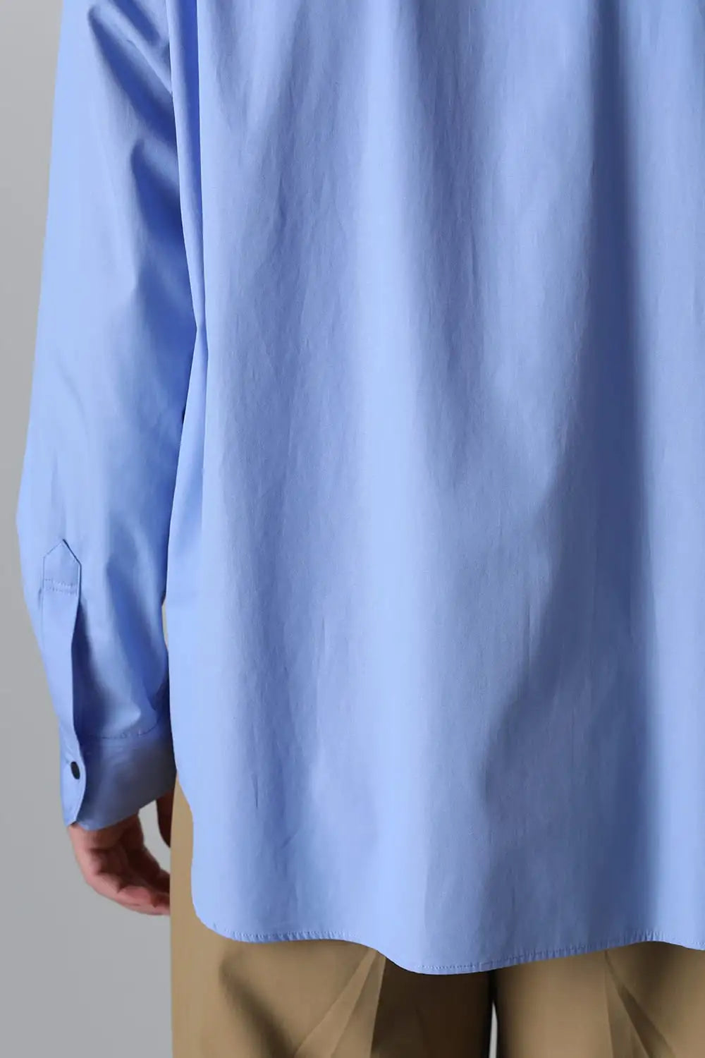 フロントパネルシャツウィズレザータブ Sax