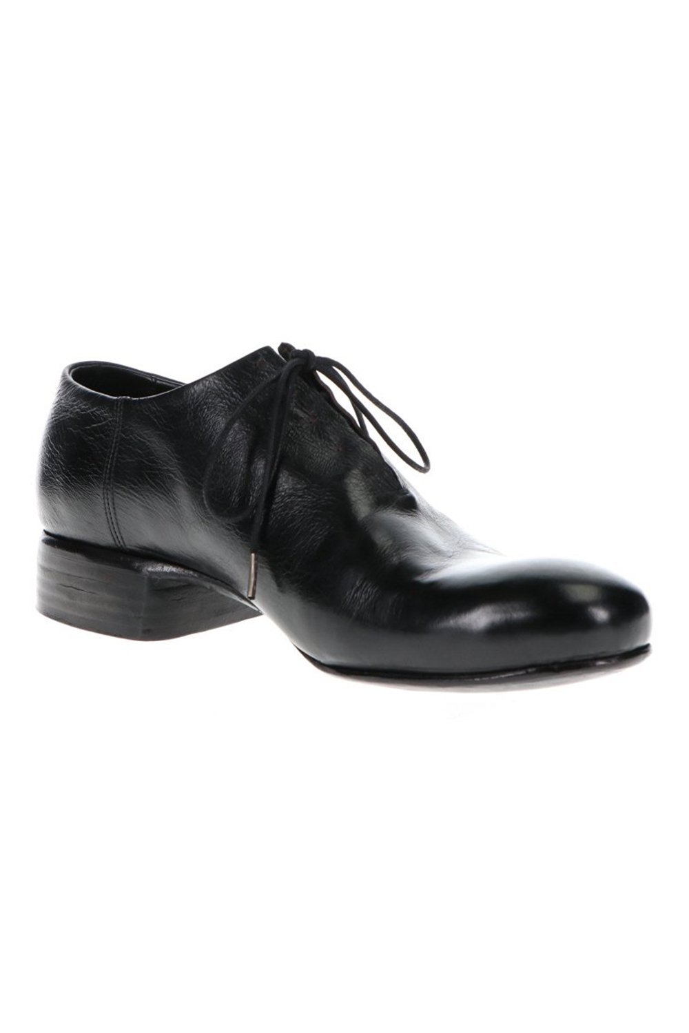 W. Hidden Laces Derby Shoes Kangaroo Black