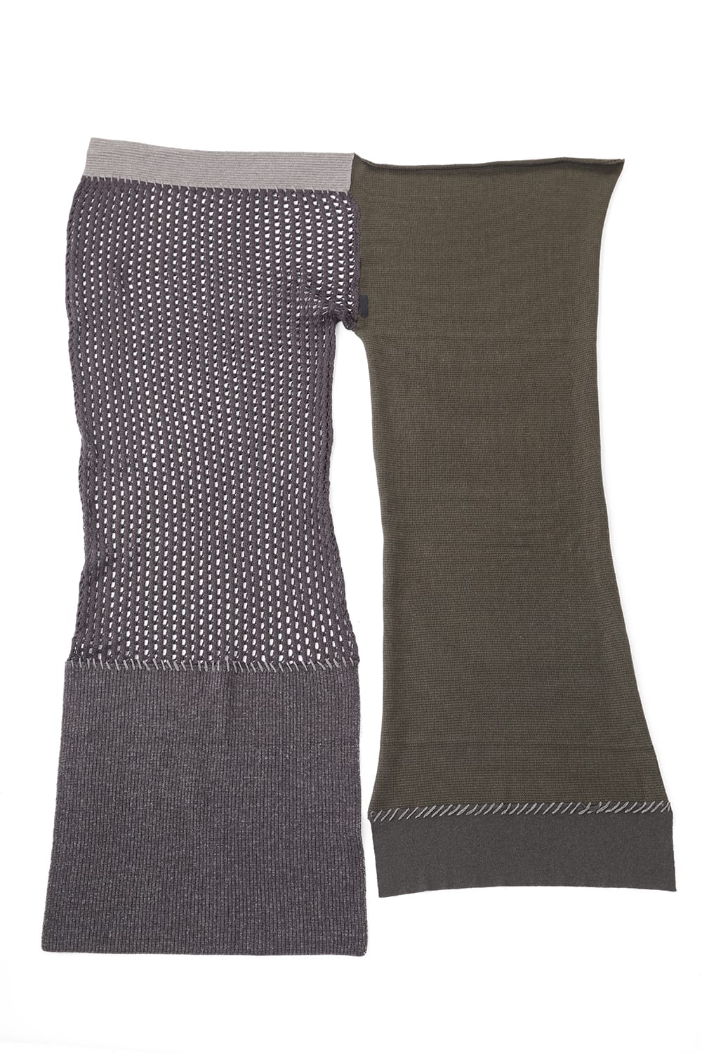 Patchwork stole Merino wool / Cotton Olive Mix