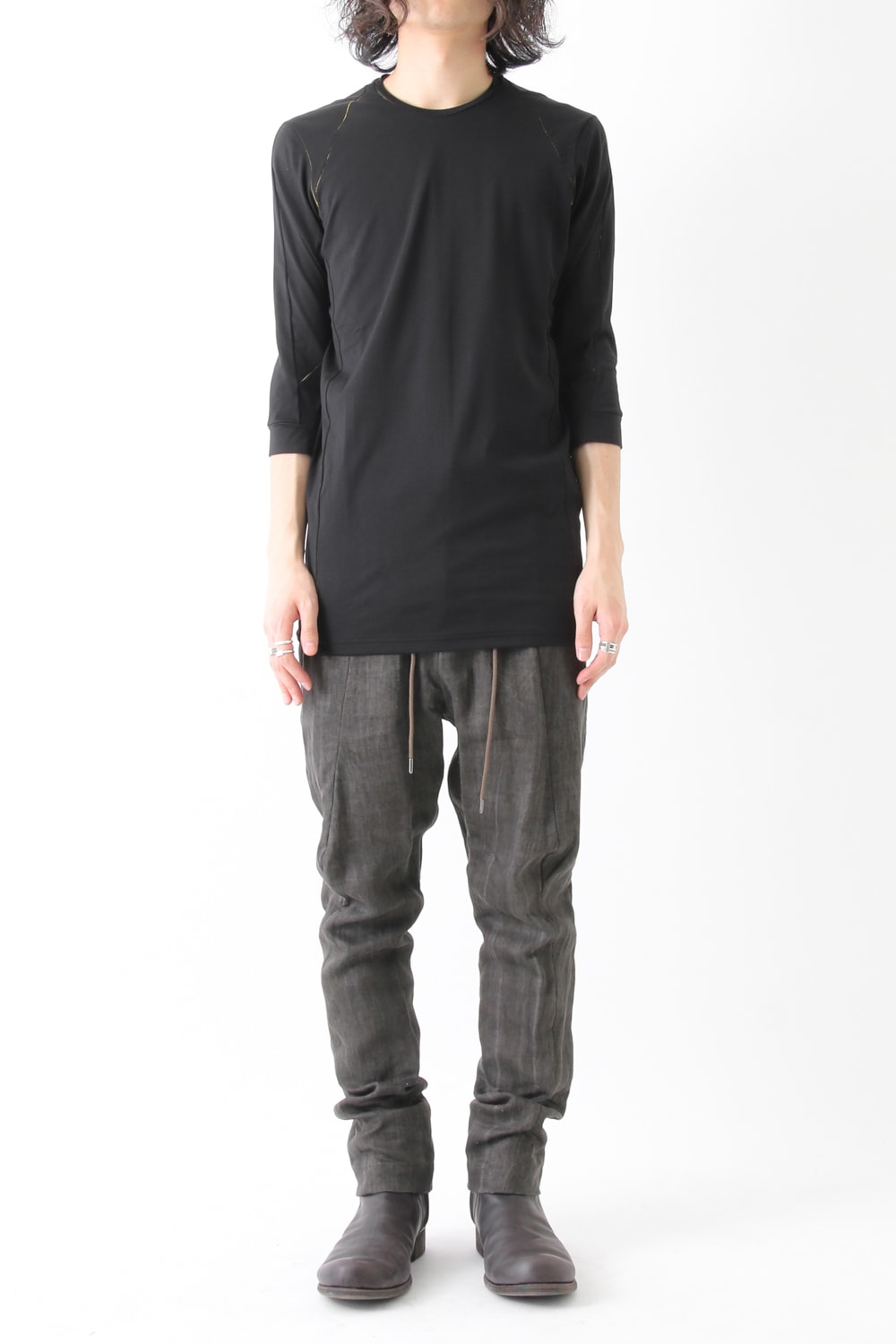 Three-quarter Sleeve Cut Sew 80/2 Cotton Jersey