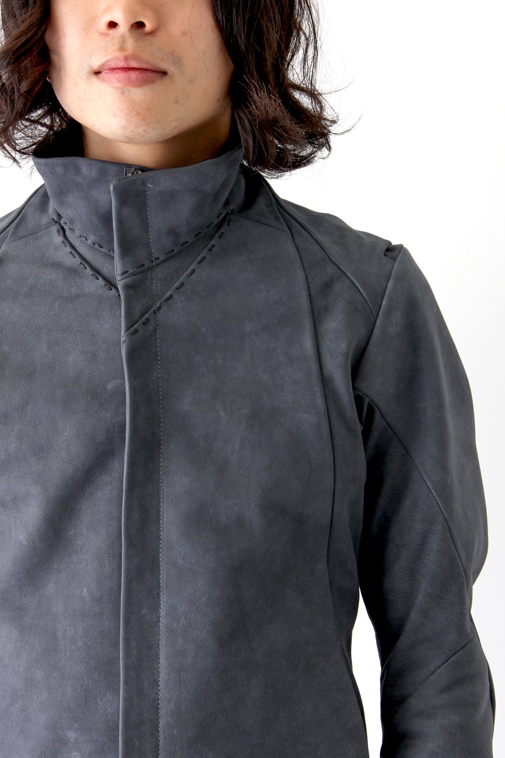 High Neck Jacket Calf Leather