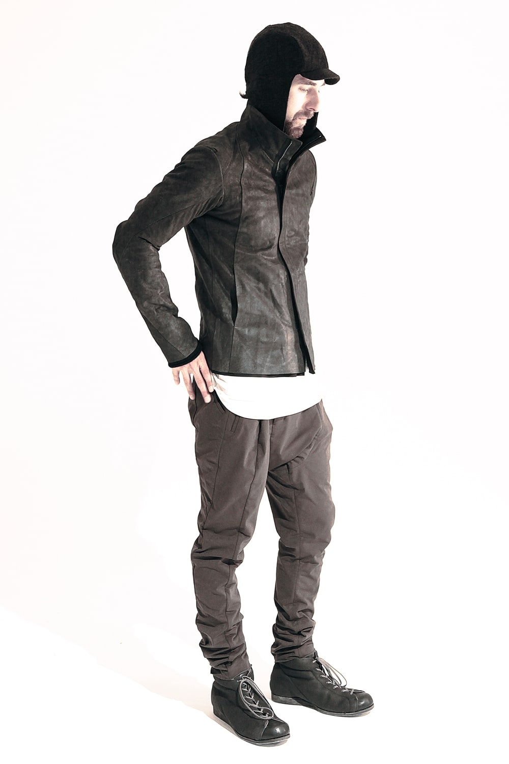 High Neck Jacket Calf Leather