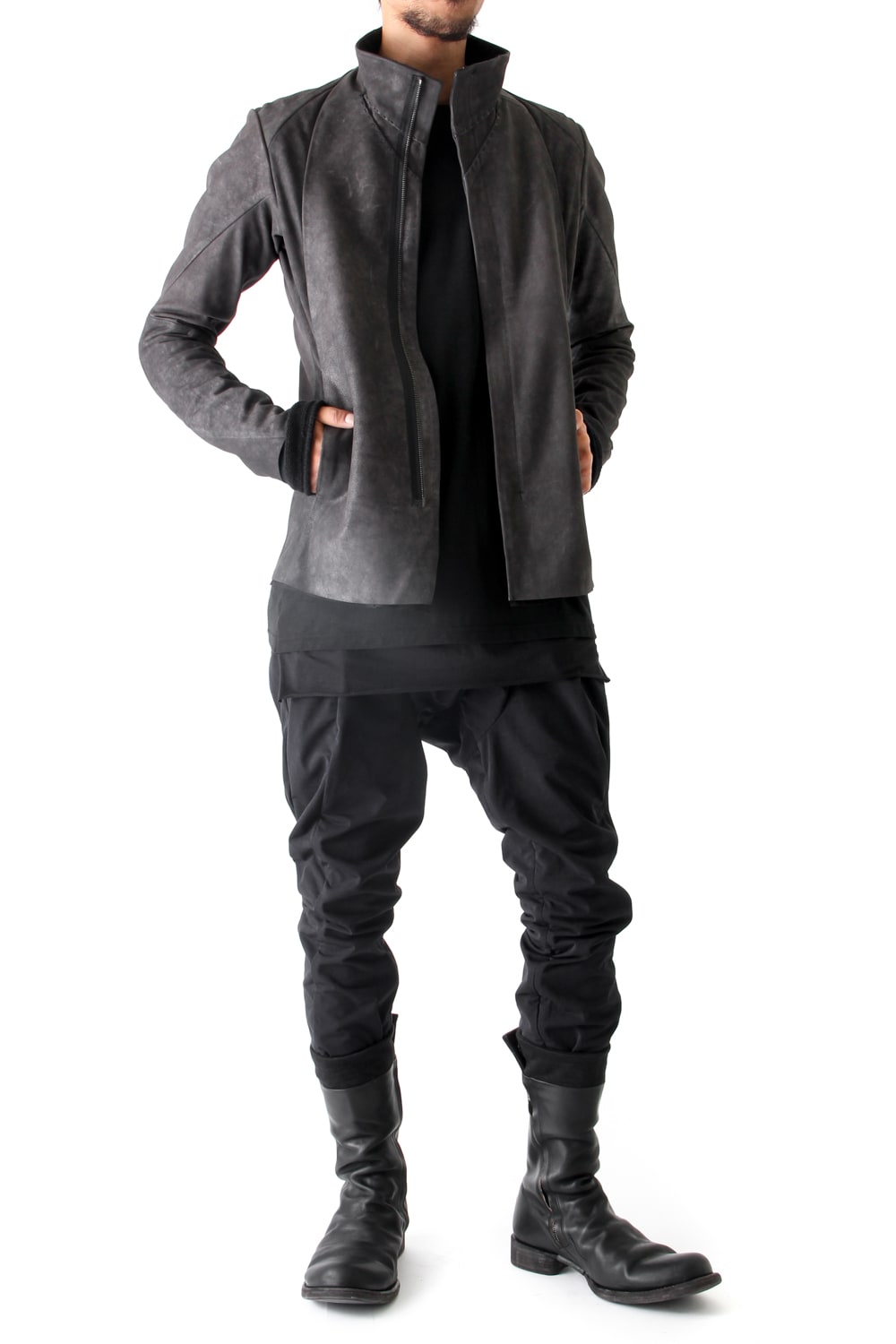 High Neck Jacket Calf Leather