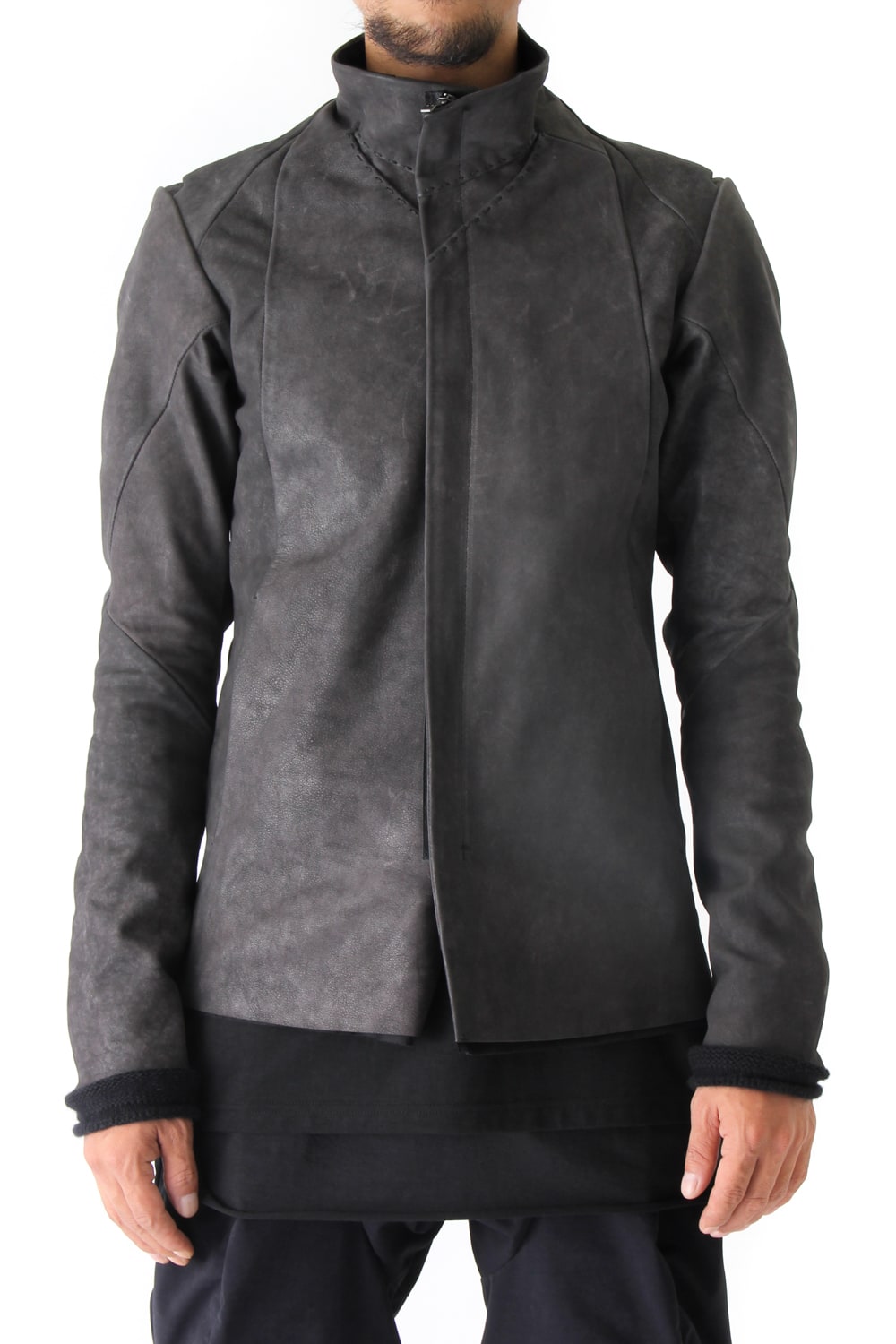 High Neck Jacket Calf Leather