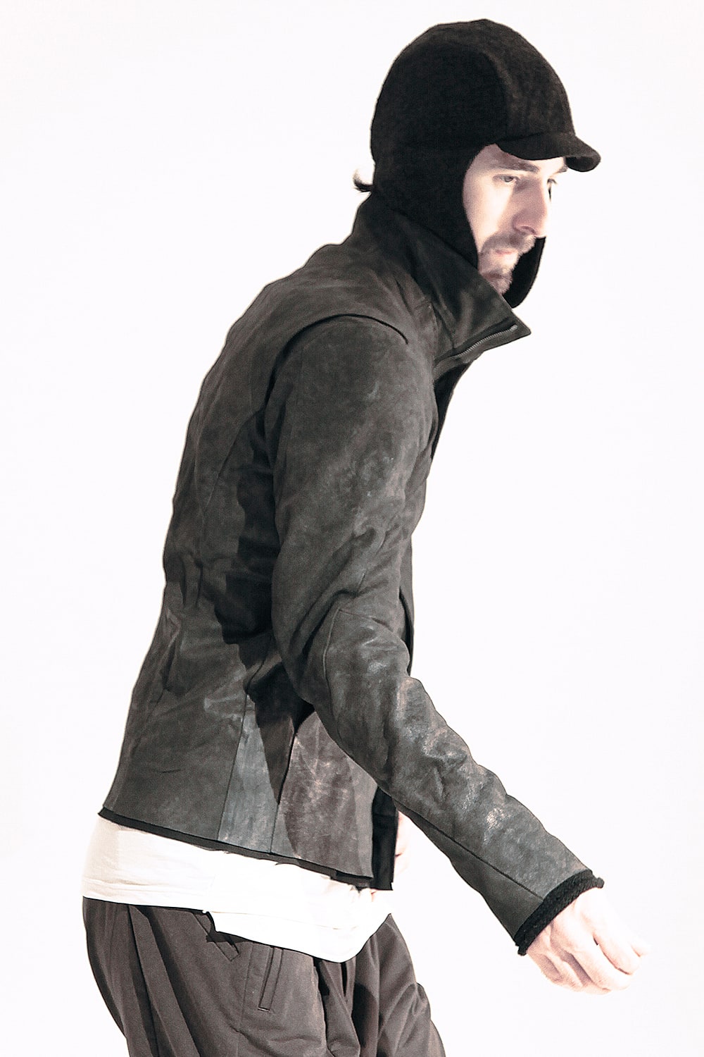 High Neck Jacket Calf Leather