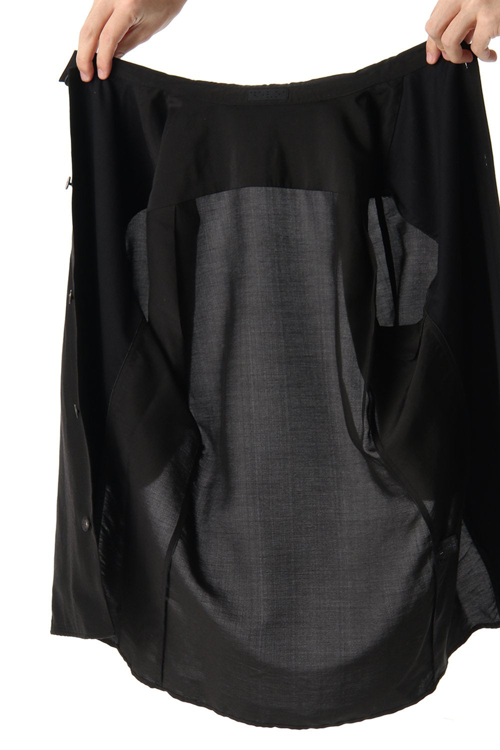 Open collar short sleeve shirt silk tencel sandblast Black