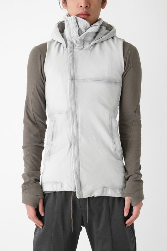 Sheep Leather Sleeveless Hooded Jacket