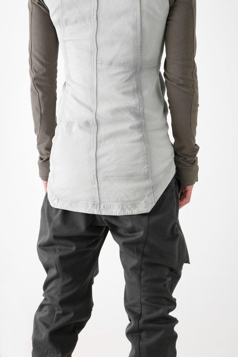 Sheep Leather Sleeveless Hooded Jacket