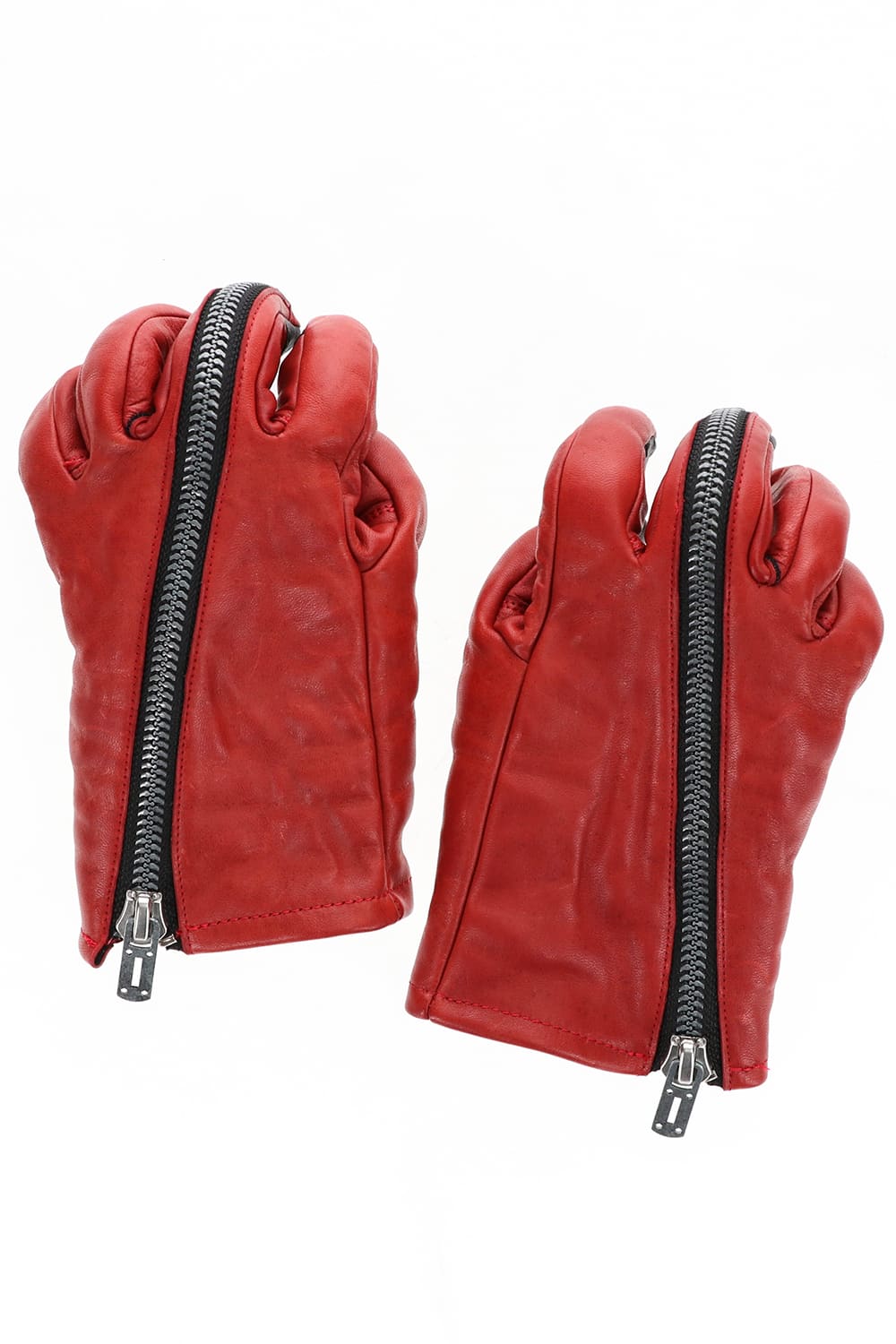 Horse Leather Zip Glove Red