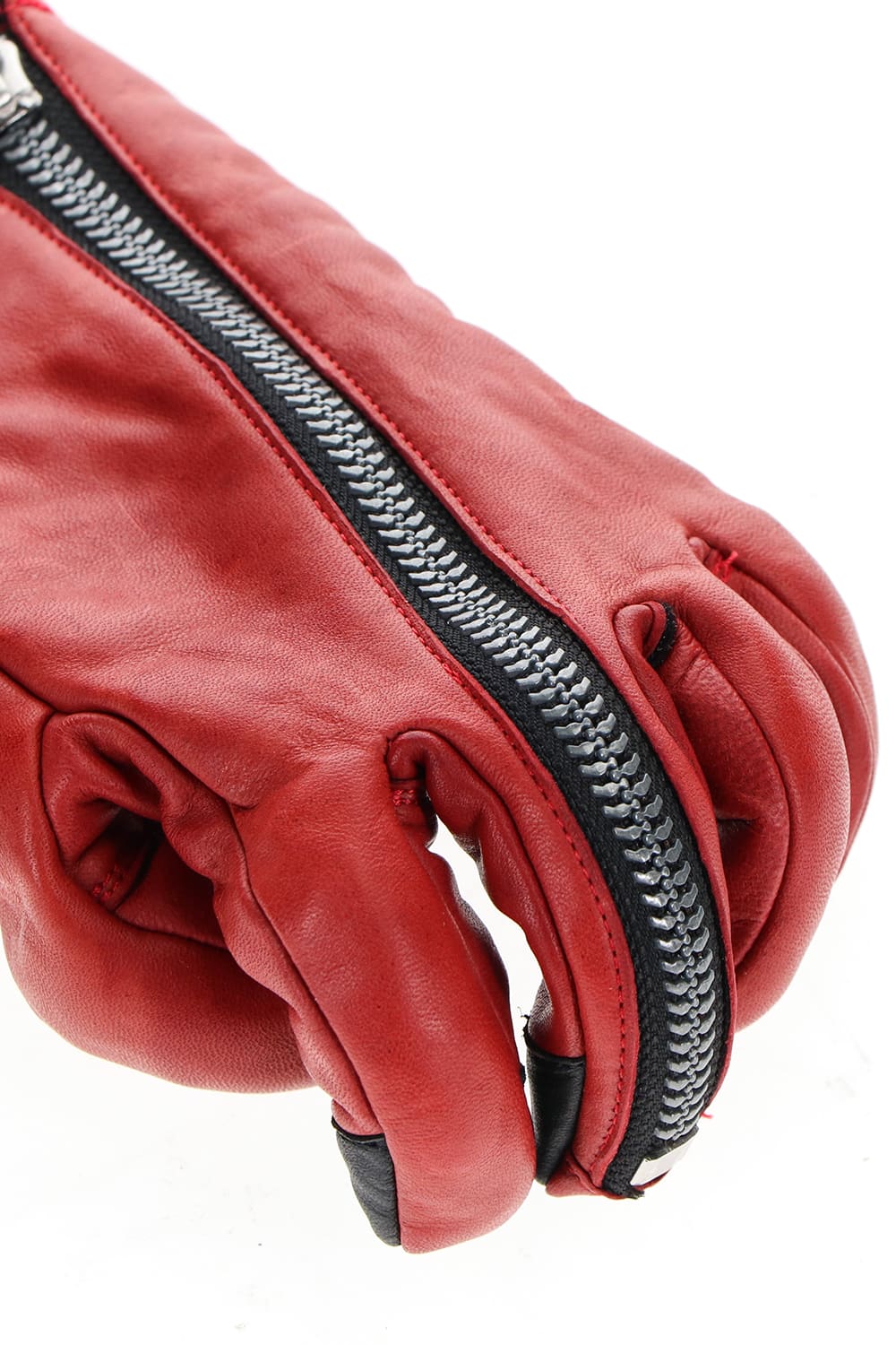Horse Leather Zip Glove Red