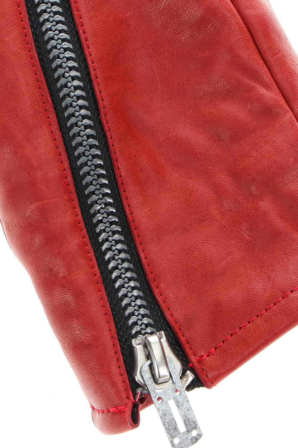 Horse Leather Zip Glove Red