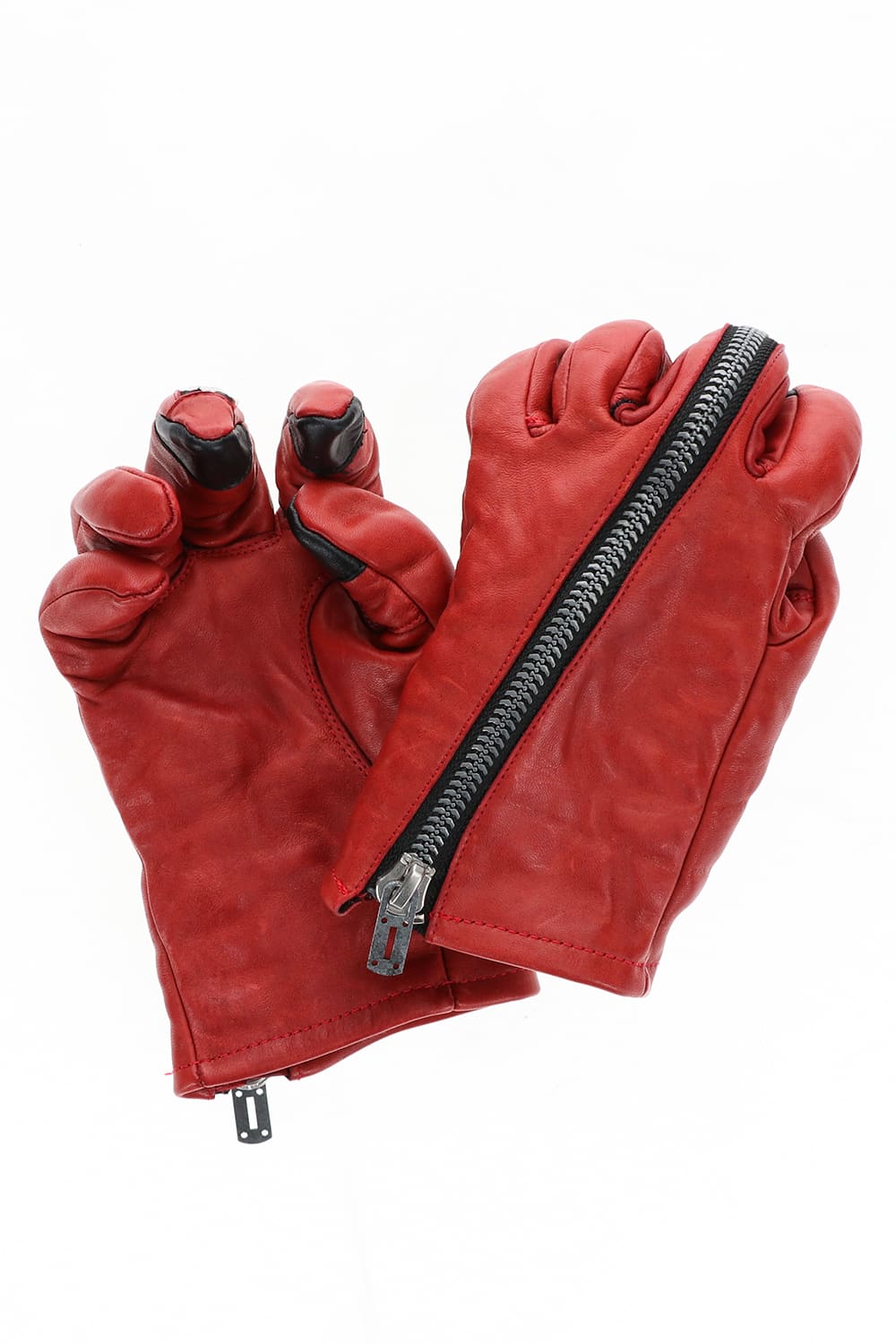 Horse Leather Zip Glove Red