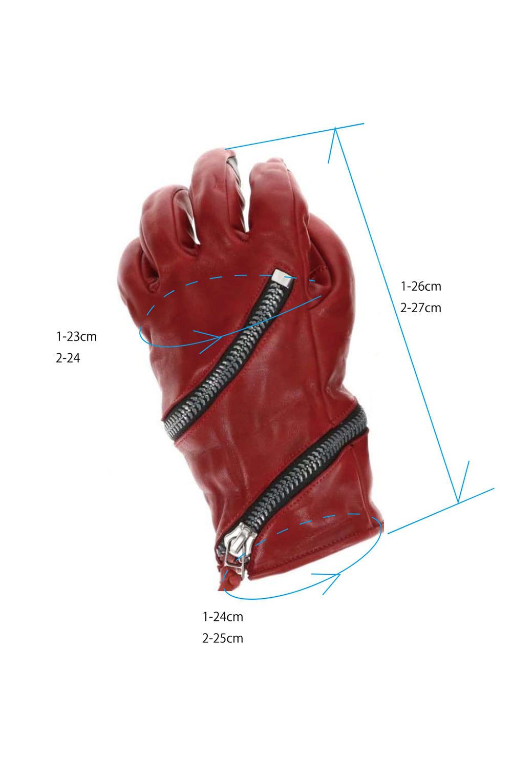 Horse Leather Spiral ZIP Gloves Red