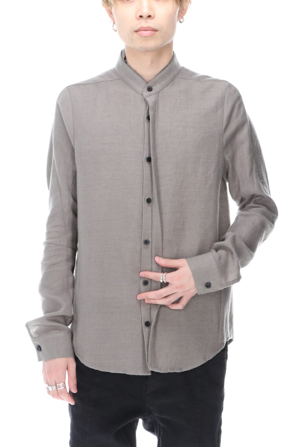 Wool Linen Layered collar shirt Gray