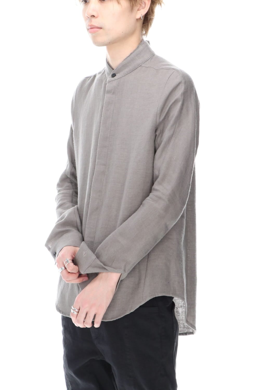 Wool Linen Layered collar shirt Gray