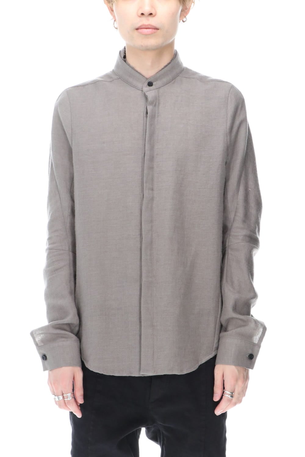 Wool Linen Layered collar shirt Gray