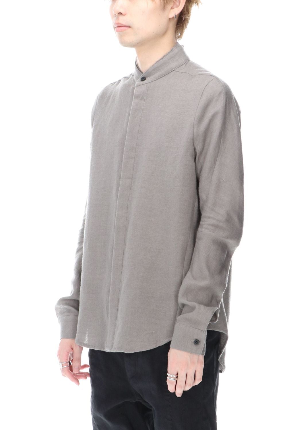 Wool Linen Layered collar shirt Gray