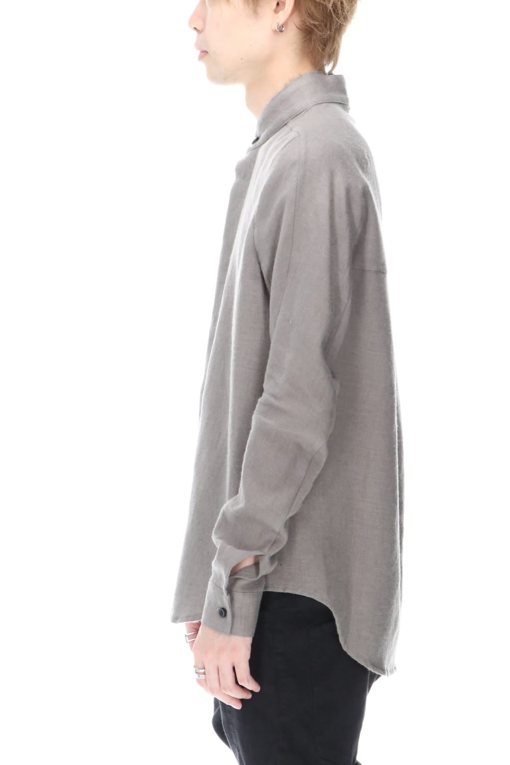 Wool Linen Layered collar shirt Gray