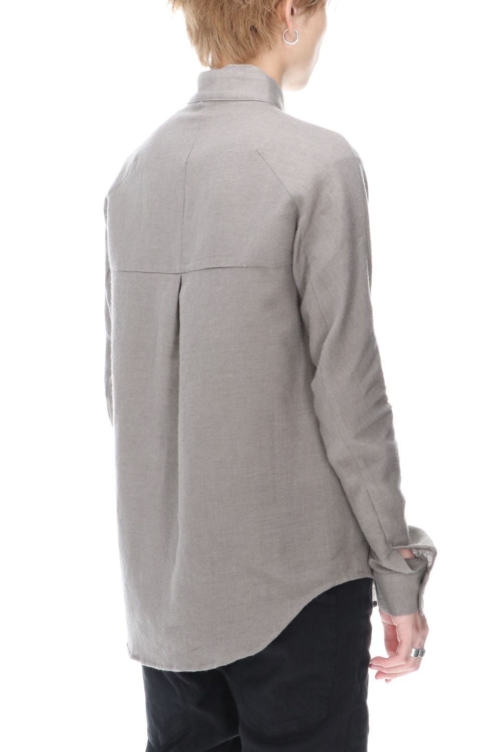 Wool Linen Layered collar shirt Gray