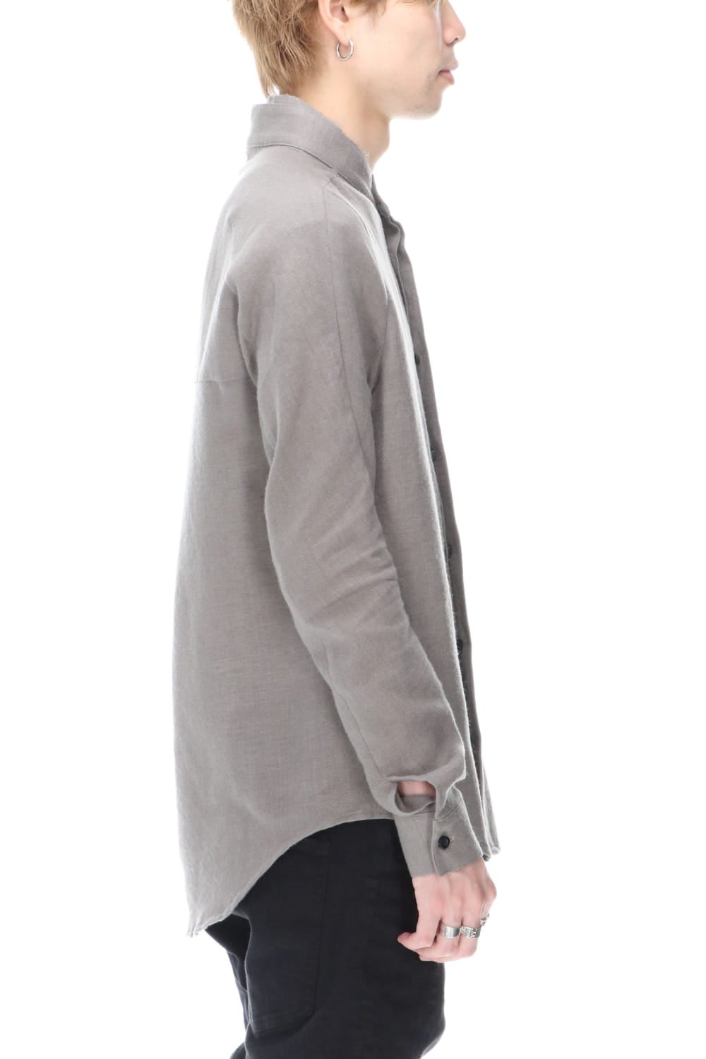 Wool Linen Layered collar shirt Gray