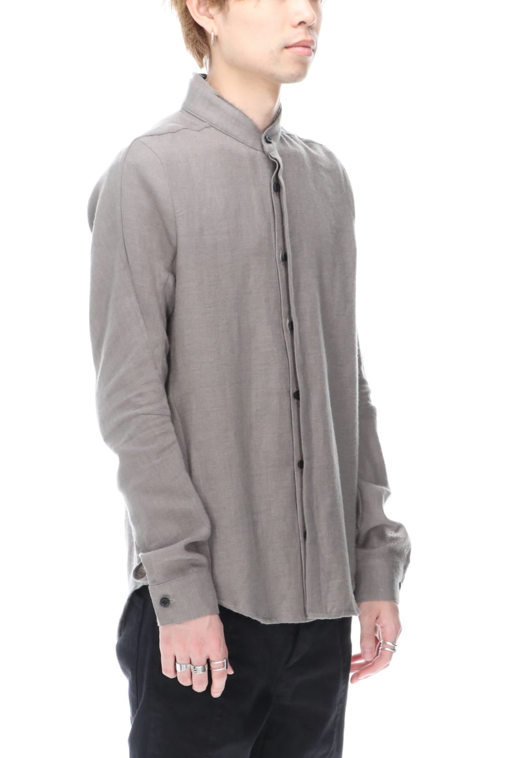 Wool Linen Layered collar shirt Gray