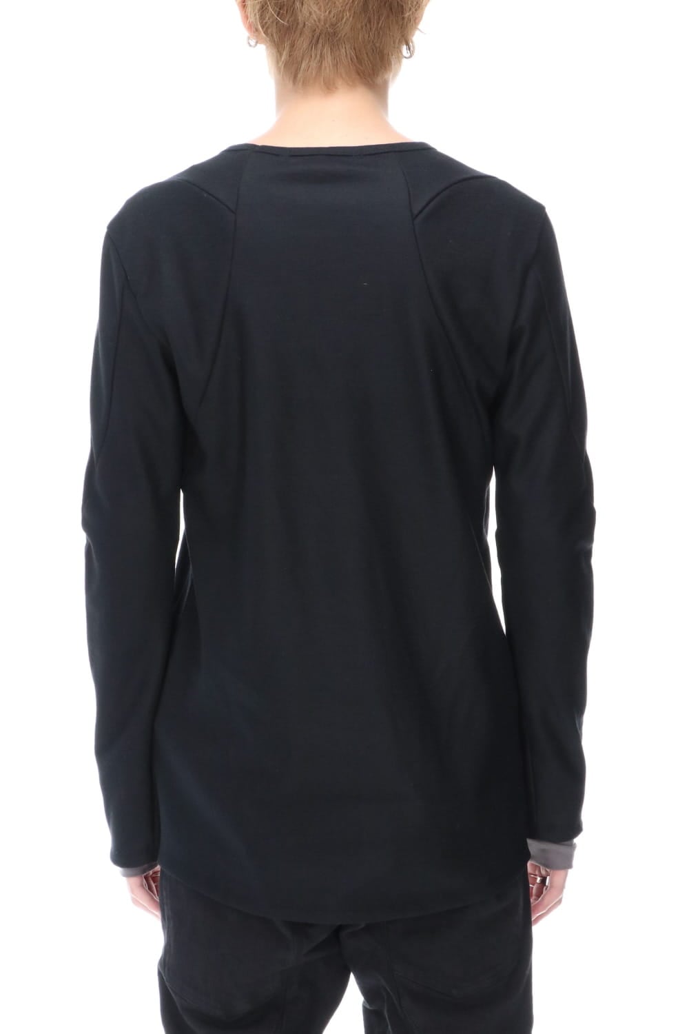 Wool super100s Smooth layered Long sleeve T-shirt Black